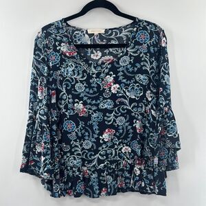 3for$20 Solitaire Blue/White Floral Bell Sleeve Size M